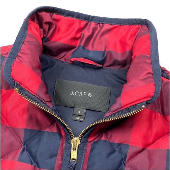 J.Crew Excursion Buffalo Plaid Quilted Down Feather Puffer Vest Small - Picture 4 of 10